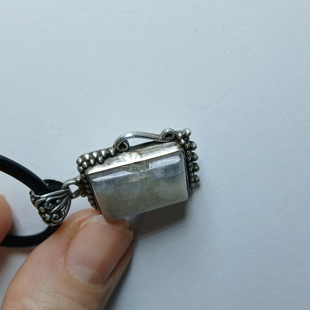 Rainbow Moonstone Rectangular Sterling Silver Pen… - image 2